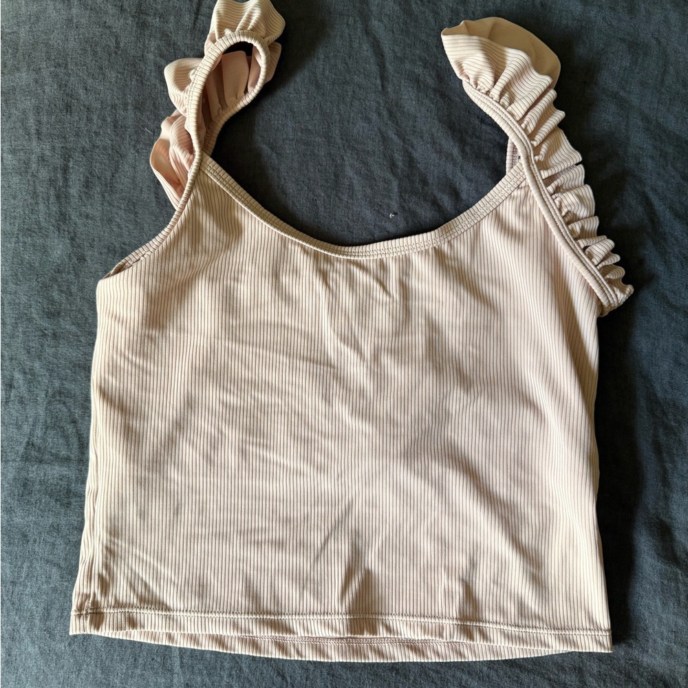 Ruffled blush pink Women's swim top